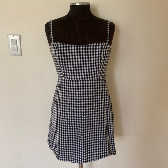 Chic Gingham Mini Dress - Black and White Checkered Sundress - Picture 3 of 4